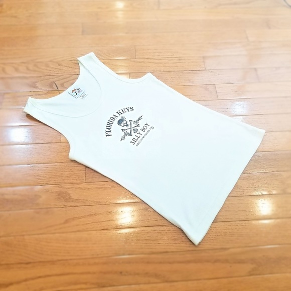JRG Tops - White Graphic "Pirate Girl" Cotton Tank - EUC